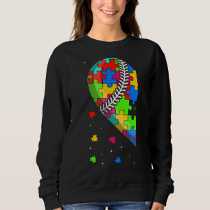 Funny Heart Baseball Autism Awareness Support Love Sweatshirt