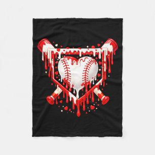 Funny Heart Baseball Drip Ice Cream Valentines Day Fleece Blanket