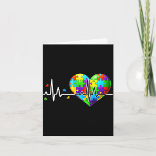 Funny heart beat puzzle autistic autism awareness card