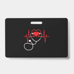 Funny Heart Beats Nurse Nursing Medical ID Badge