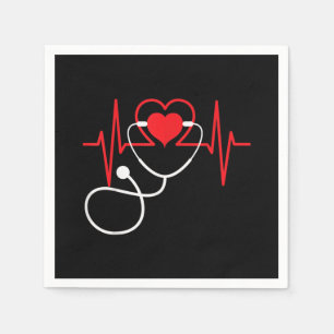 Funny Heart Beats Nurse Nursing Medical Napkin