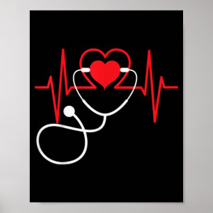 Funny Heart Beats Nurse Nursing Medical Poster