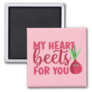 Funny Heart Beets For You Cute Valentines Day Pink Magnet