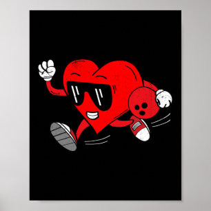 Funny Heart Bowling Valentine's Day Sports Boys To Poster