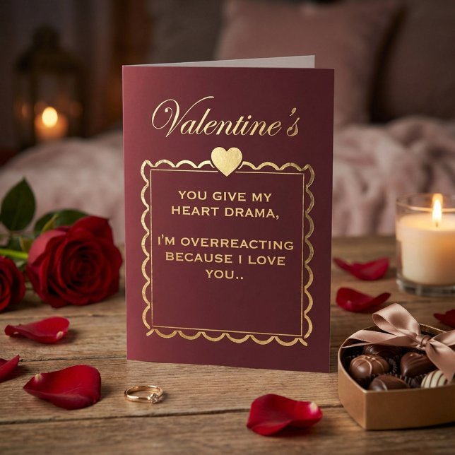 Funny "Heart Drama" Valentine's Day for Girlfriend Holiday Card (Creator Uploaded)