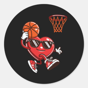 Funny Heart Dunking Bysketll Valentines Day Mens B Classic Round Sticker