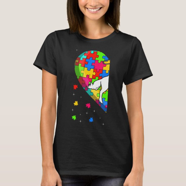 Funny Heart Equestrian Autism Awareness Support Lo T-Shirt (Front)