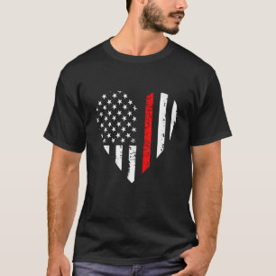 Funny Heart Firefighter Patriotic American US Flag T-Shirt