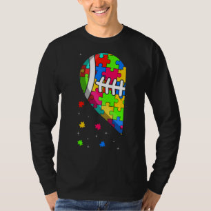 Funny Heart Football Autism Awareness Support Love T-Shirt