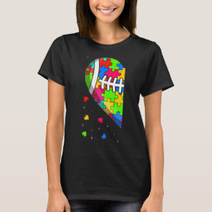 Funny Heart Football Autism Awareness Support Love T-Shirt