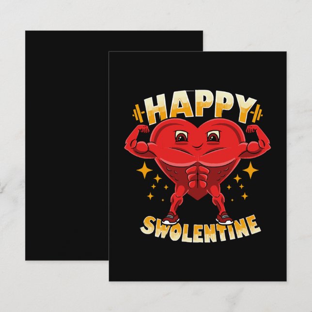  Funny Heart Gym Workout Valentine Gift Card (Front/Back)