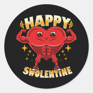 Funny Heart Gym Workout Valentine Gift Classic Round Sticker