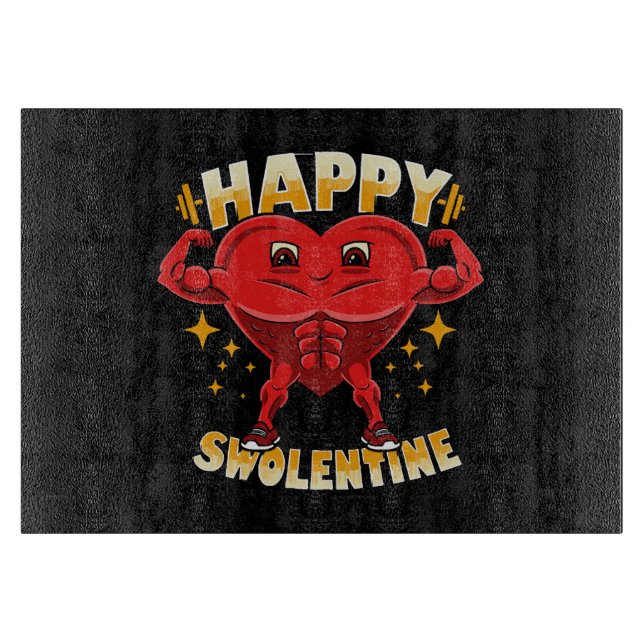  Funny Heart Gym Workout Valentine Gift Cutting Board (Front)