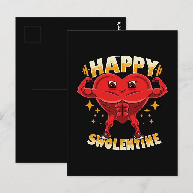  Funny Heart Gym Workout Valentine Gift Postcard (Front/Back)