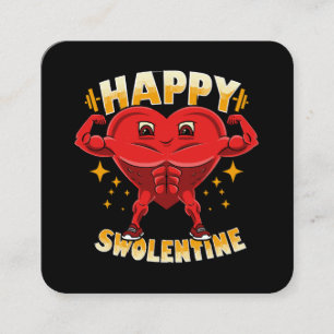 Funny Heart Gym Workout Valentine Gift Square Business Card