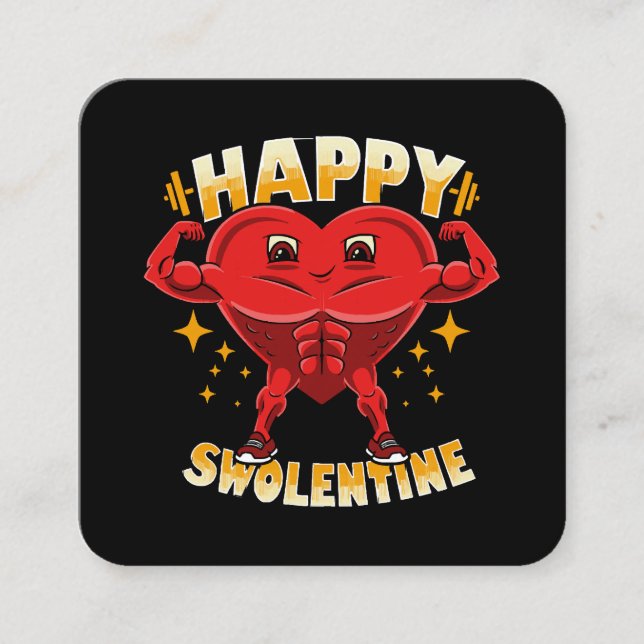  Funny Heart Gym Workout Valentine Gift Square Business Card (Front)