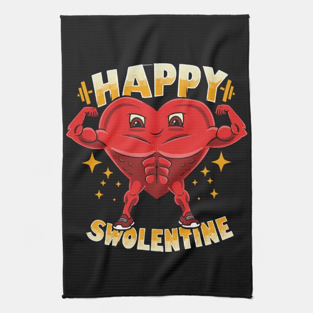 Funny Heart Gym Workout Valentine Gift Tea Towel (Vertical)