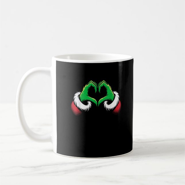 Funny Heart Hands Christmas Coffee Mug (Left)