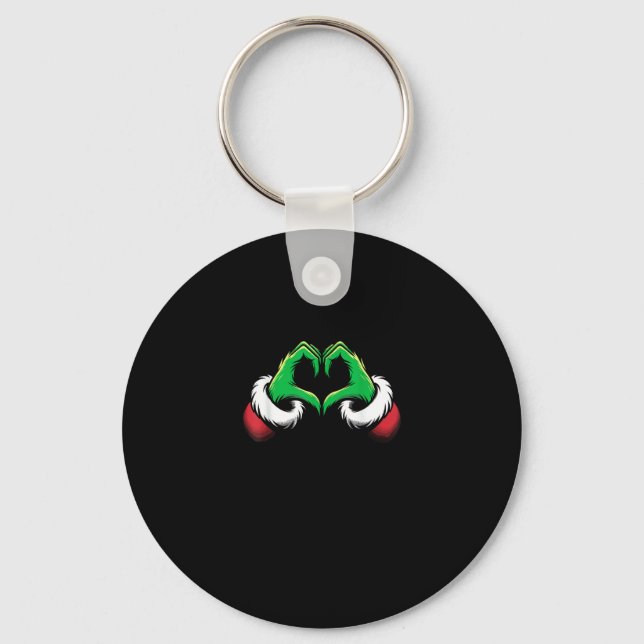 Funny Heart Hands Christmas Key Ring (Front)