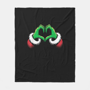 Funny Heart Hands Christmas Minimal Festive Style Fleece Blanket