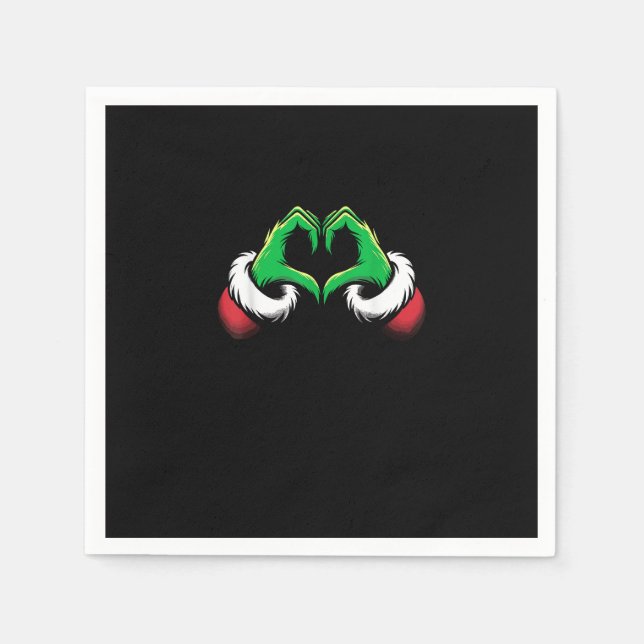 Funny Heart Hands Christmas Napkin (Front)