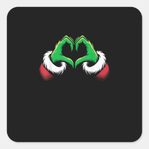 Funny Heart Hands Christmas Square Sticker