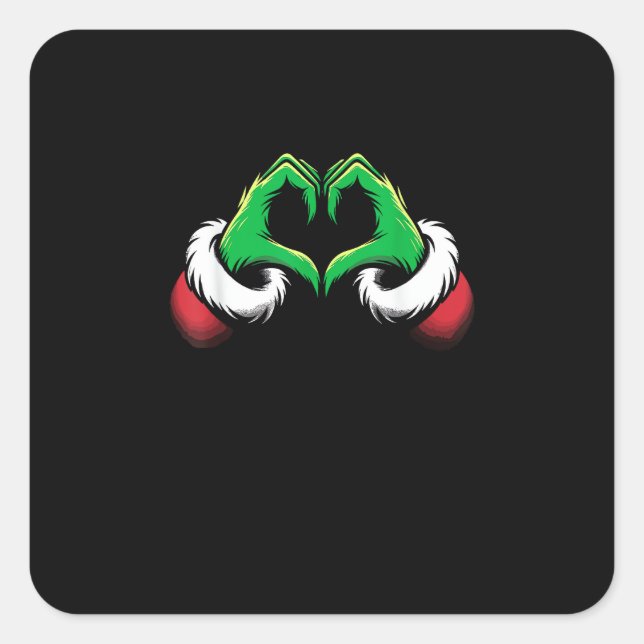 Funny Heart Hands Christmas Square Sticker (Front)