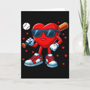 Funny Heart Love Baseball Valentine Outfit Men Boy Card