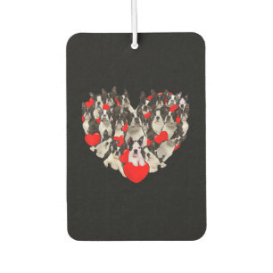 Funny Heart Love Boston Terrier Valentines Day Car Air Freshener