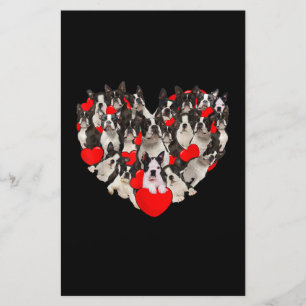 Funny Heart Love Boston Terrier Valentines Day Stationery