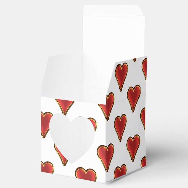 Funny Heart Pattern gold red + your backgr. & text Favour Box (Opened)