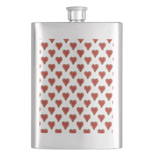 Funny Heart Pattern gold red + your backgr. & text Hip Flask