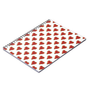 Funny Heart Pattern gold red + your backgr. & text Notebook