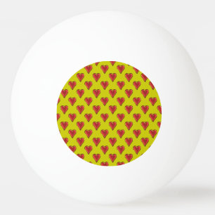 Funny Heart Pattern gold red + your backgr. & text Ping Pong Ball