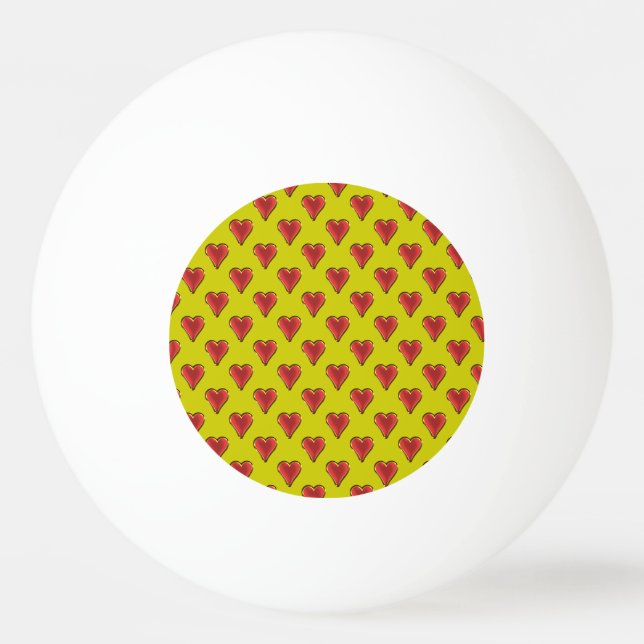 Funny Heart Pattern gold red + your backgr. & text Ping Pong Ball (Back)