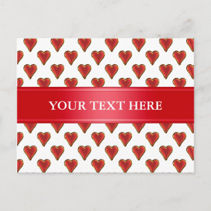 Funny Heart Pattern gold red + your backgr. & text Postcard