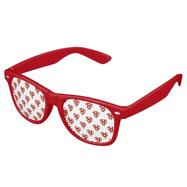 Funny Heart Pattern - red gold + your background Retro Sunglasses (Angled)