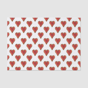 Funny Heart Pattern red gold + your background Tissue Paper
