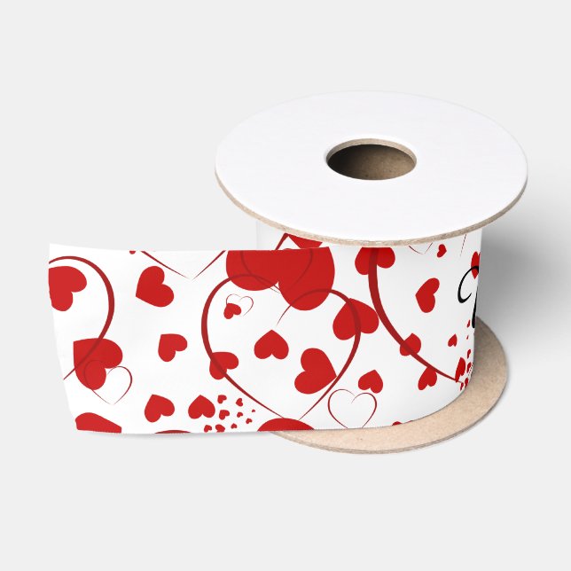 Funny Heart Pattern V + your background colour Satin Ribbon (Spool)