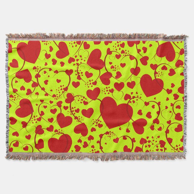Funny Heart Pattern V + your background colour Throw Blanket (Front)