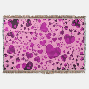 Funny Heart Pattern VI + your background colour Throw Blanket