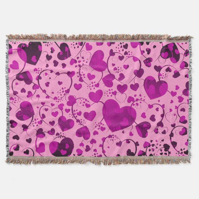 Funny Heart Pattern VI + your background colour Throw Blanket (Front)
