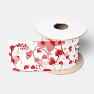 Funny Heart Pattern VII - red white Satin Ribbon