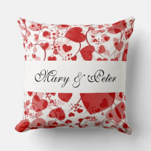 Funny Heart Pattern VII + your names & ideas Cushion