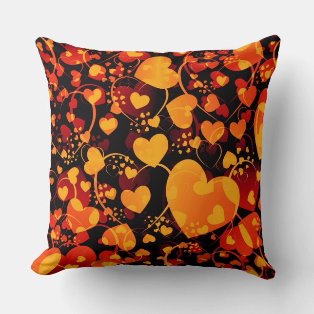 Funny Heart Pattern VIII - black red yellow Cushion (Front)