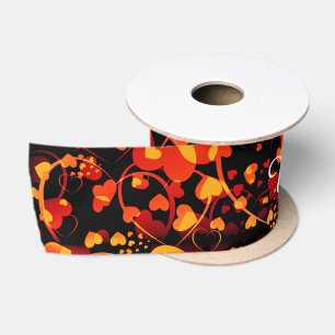 Funny Heart Pattern VIII - black red yellow Satin Ribbon