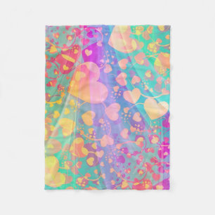 Funny Heart Pattern XI - pastel coloured Fleece Blanket