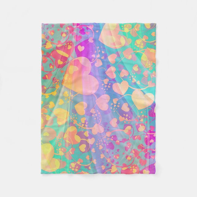 Funny Heart Pattern XI - pastel coloured Fleece Blanket (Front)