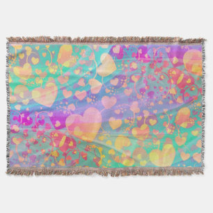 Funny Heart Pattern XI + your idea Throw Blanket