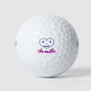 Funny heart personalised name unique golf ball 